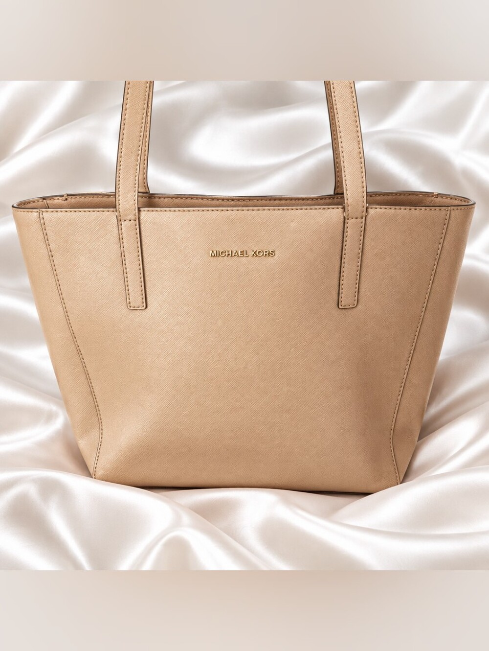 Michael Kors Tan Saffiano Tote with Gold Logo